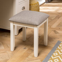 The Furniture Market Cheshire Cream Painted Dressing Table Stool With Natural Fabric Seat Pad, Tapered Foot Design, Premium Quality Construction - thumbnail 2