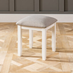 The Furniture Market Cheshire Cream Painted Dressing Table Stool With Natural Fabric Seat Pad, Tapered Foot Design, Premium Quality Construction - thumbnail 5