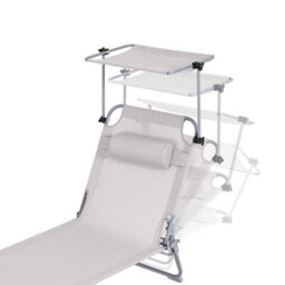 Sobuy Ogs48-Mi, Folding Chair Sun Lounger With Adjustable Sun Shade And Backrest, Beige,cream,w193Xd55.5Xh103 - thumbnail 7