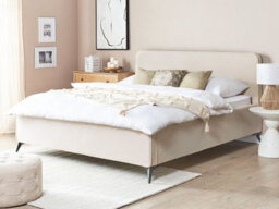 Beliani Bed Corduroy Valognes 180 X 200 Cm (Eu Super King) Light Beige - thumbnail 2