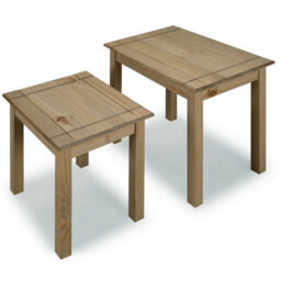 Solid Pine Nest Of Tables Waxed Oak Finish Coffee Side Table - thumbnail 2