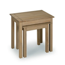 Solid Pine Nest Of Tables Waxed Oak Finish Coffee Side Table - thumbnail 4