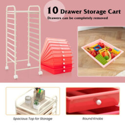 Costway 10 Drawers Storage Trolley Mobile Rolling Utility Cart Home Office Organizer - thumbnail 7