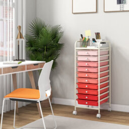 Costway 10 Drawers Storage Trolley Mobile Rolling Utility Cart Home Office Organizer - thumbnail 5