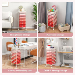 Costway 10 Drawers Storage Trolley Mobile Rolling Utility Cart Home Office Organizer - thumbnail 6
