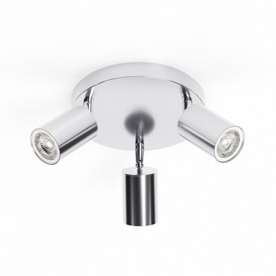 Ledsone Ceiling Light Rotatable 3 Way Black Round Gu10 Industrial Spot Light Fittings For Indoor - Satin Nickel - image 1