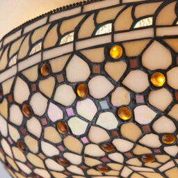 Tiffany Glass Semi Flush Ceiling Light Cream Bronze Round Inverted Shade I00156 - thumbnail 3