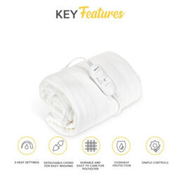 Monhouse Premium Fleece Electric Blanket - Heated Under Blanket, 3 Heat Settings, Fitted Heated Mattress Cover - Double 120X135Cm - thumbnail 3