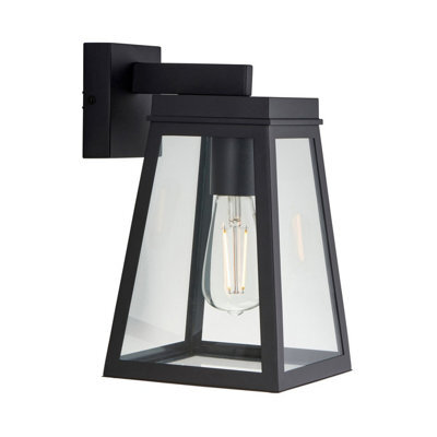 Luminosa Lighting Luminosa Lymington Outdoor Wall Lantern Textured Black & Clear Glass E27 - image 1
