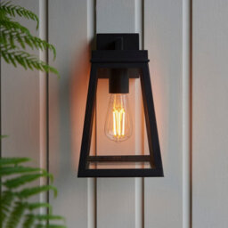 Luminosa Lighting Luminosa Lymington Outdoor Wall Lantern Textured Black & Clear Glass E27 - thumbnail 3