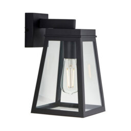 Luminosa Lighting Luminosa Lymington Outdoor Wall Lantern Textured Black & Clear Glass E27 - thumbnail 1