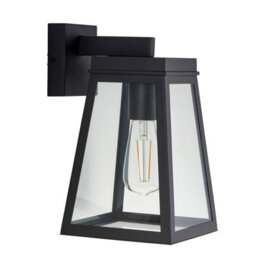 Luminosa Lighting Luminosa Lymington Outdoor Wall Lantern Textured Black & Clear Glass E27 - thumbnail 6
