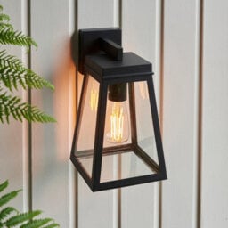 Luminosa Lighting Luminosa Lymington Outdoor Wall Lantern Textured Black & Clear Glass E27 - thumbnail 5