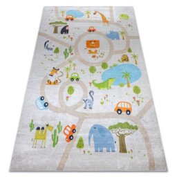 RugsX Bambino 50230 Washing Carpet Zoo, Streets For Children Anti-Slip - Beige Green  200X290 Cm - thumbnail 4