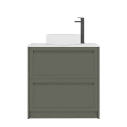 Royal Bathrooms Royal Bathroom Elmore 800mm Matt Green Freestanding Countertop Bathroom Vanity Unit 2 Drawer With Art Basin - thumbnail 7