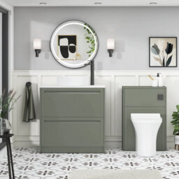 Royal Bathrooms Royal Bathroom Elmore 800mm Matt Green Freestanding Countertop Bathroom Vanity Unit 2 Drawer With Art Basin - thumbnail 5