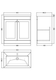 Balterley Swynnerton Traditional 2 Door Floor Standing Vanity Unit With Fireclay Basin, Dark Grey, 800mm - thumbnail 2