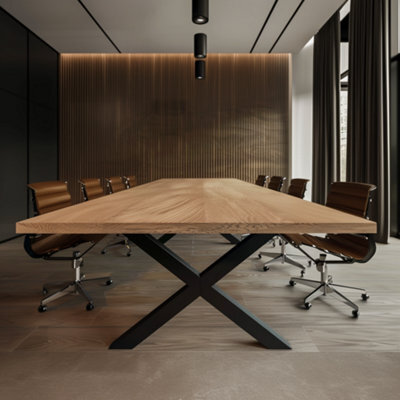 Ashford Blake Solid Oak Boardroom Table, Chunky X Legs - image 1