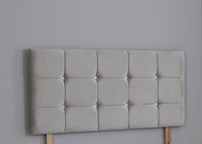 Comfy Deluxe 6Ft Superking 26Inch  Silver Plush Cube Headboard
