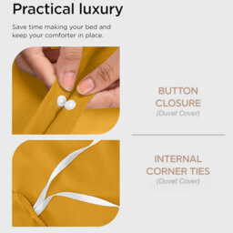 Ameha Duvet 13.5 Tog With Ochre Duvet Cover & Matching Pillowcases, Breathable, Bedding Set, Super King 260X220Cm - thumbnail 4