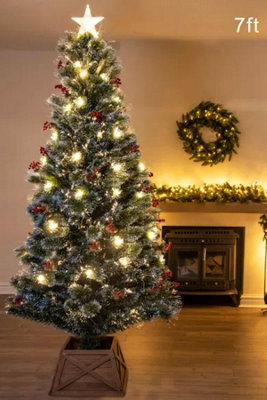 Christmas Tree World The 7Ft/210Cm Frosted Led Pine Fibre Optic Tree - image 1