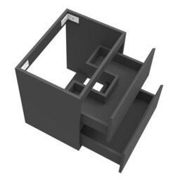 AVER-GROWTH Wall-Mounted Bathroom Vanity Unit Gloss Grey Flat Pack Bathroom Cabinets Only 500(W)X385X(D)X520(H)mm With 2 Drawers - thumbnail 4