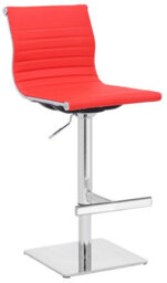 Lamboro Rovigo Deluxe Breakfast Bar Stool, Chrome Footrest, Height Adjustable Swivel Gas Lift, Home Bar & Kitchen Barstool, Red - thumbnail 1