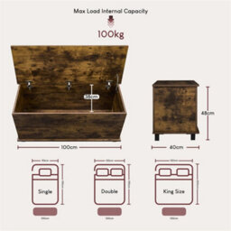 Brown Modern Storage Ottoman Toy Chest Bedroom Wooden Bence - thumbnail 3