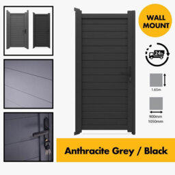 thisiswholesale.co.uk Aluminium Gate For 105Cm1050mm Wide Opening - Wall Mount - Side / Back Garden Gate Black C/w Lock & Handle