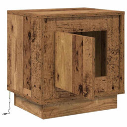 Berkfield Modern Bedside Cabinet With Led Lights Old Wood 44X34,5X45 Cm - thumbnail 5