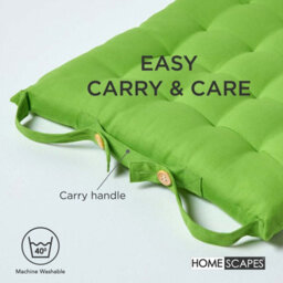 Homescapes Lime Green Seat Pads Or Cotton Chair Cushions 40X40 Cm, Set Of 4 Plain Chair Pads For Dining, Kitchen Or Outdoor - thumbnail 6