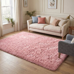 Oxford Homeware Shaggy Rug Anti-Slip Washable Soft Fluffy Living Room And Bedroom Rug (Pink, 120X170Cm) - thumbnail 1