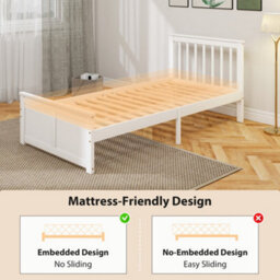 Homcom Storage Bed With 2 Drawers, Pine Wood Bed Frame, 90 X 190 Cm, White - thumbnail 7