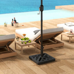 Outsunny Parasol Base 15Kg Garden Umbrella Stand With Cut-Out Design, Black - thumbnail 7