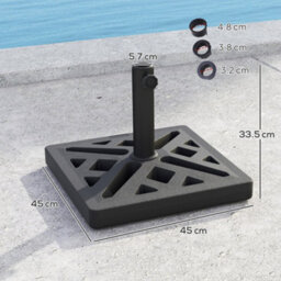 Outsunny Parasol Base 15Kg Garden Umbrella Stand With Cut-Out Design, Black - thumbnail 3