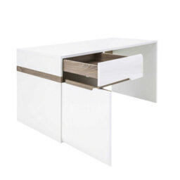 Wyld Haus Foxwhisk Desk White Gloss And Truffle Oak 1 Drawer 1 Door - thumbnail 3