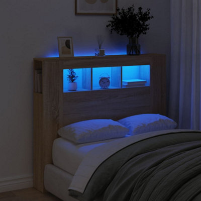 Berkfield Led Headboard Sonoma Oak 120X18.5X103.5 Cm Engineered Wood - image 1