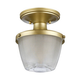 Elegant Ip44 Rated 1 Bulb Flush Light In Painted Natural Brass - Led Compatible - thumbnail 2