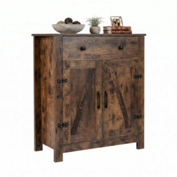 Brown Buffet Cabinet 80 Cm Farmhouse Side Board Cabinet With 5 Tier Adjustable Shelf - thumbnail 1