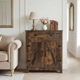 Brown Buffet Cabinet 80 Cm Farmhouse Side Board Cabinet With 5 Tier Adjustable Shelf - thumbnail 4