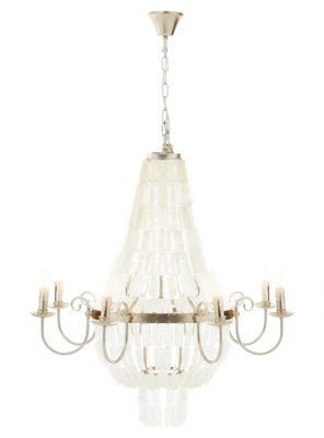 Orsina Industrial Teardrop Chandelier With Cascading Seashells, 8-Bulb Silver Leaf Finish Hanging Light - image 1