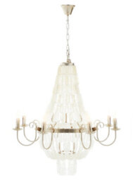Orsina Industrial Teardrop Chandelier With Cascading Seashells, 8-Bulb Silver Leaf Finish Hanging Light