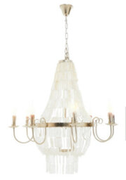 Orsina Industrial Teardrop Chandelier With Cascading Seashells, 8-Bulb Silver Leaf Finish Hanging Light - thumbnail 2