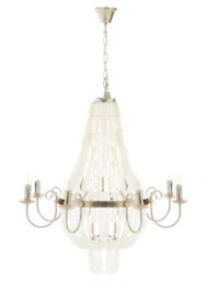 Orsina Industrial Teardrop Chandelier With Cascading Seashells, 8-Bulb Silver Leaf Finish Hanging Light - thumbnail 3
