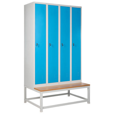Beliani 4-Door Storage Locker With Bench Athlete Metal Grey/ Blue - image 1