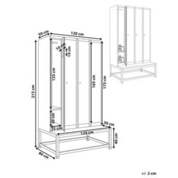 Beliani 4-Door Storage Locker With Bench Athlete Metal Grey/ Blue - thumbnail 3