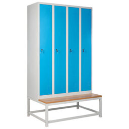 Beliani 4-Door Storage Locker With Bench Athlete Metal Grey/ Blue - thumbnail 1