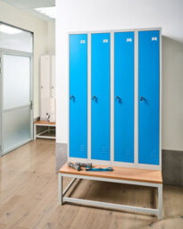 Beliani 4-Door Storage Locker With Bench Athlete Metal Grey/ Blue - thumbnail 2