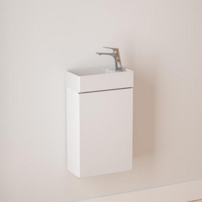 Durovin Bathrooms 400mm Wall Mounted Vanity Unit Include Basin For Cloakroom Bathroom 710X220mm Milky White - image 1