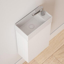 Durovin Bathrooms 400mm Wall Mounted Vanity Unit Include Basin For Cloakroom Bathroom 710X220mm Milky White - thumbnail 2